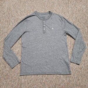Abercrombie & Fitch Shirt Mens Medium Grey Henley Moose Logo Muscle Tee Casual